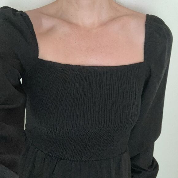 New Commense black midi side slit long sleeve dress small S - Picture 3 of 8